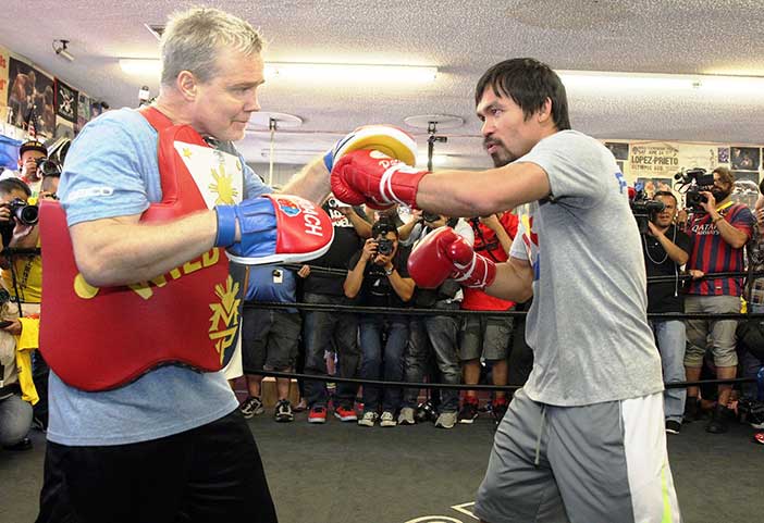 Roach y Pacquiao en una sesión de entrenamiento