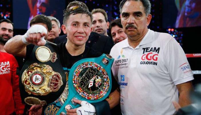 Abel Sánchez junto a Golovkin