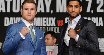 Saúl “Canelo” Álvarez y Amir Khan en la última rueda de prensa