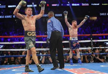 Canelo y Golovkin tras finalizar el combate (FOTO: Cortesía/Magnamedia)
