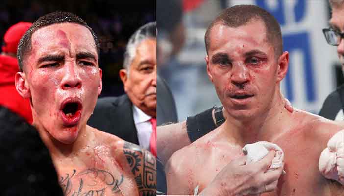 Óscar Valdez y Scott Quigg  tras la pelea.
