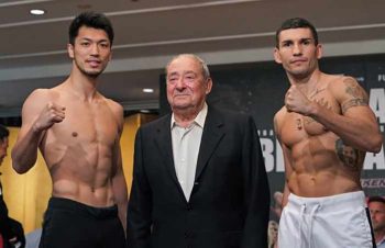 Ryota Murata, Bob Arum y Emanuele Blandamura