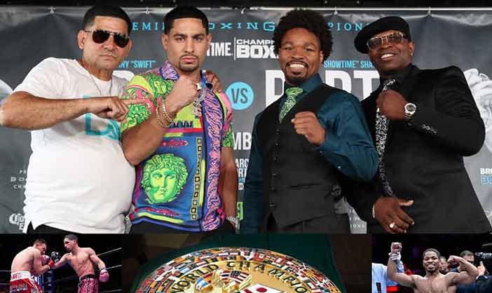En el centro Danny García y Shawn Porter junto a sus entrenadores
