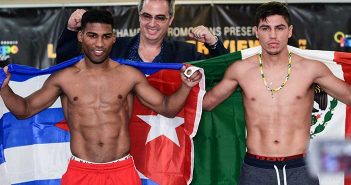 Yuriorkis Gamboa y “Juanma” López en peso y listos Yuriorkis Gamboa vs Miguel “Barreterito” Beltrán, Jr. (Foto: Lester Silva)