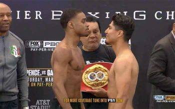 Errol Spence vs Mikey García en el pesaje