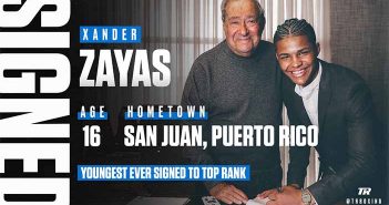 Top Rank firma a la superestrella amateur de 16 años Xander Zayas Bob Arum y Xander Zayas (Foto: Mikey Williams / Top Rank)