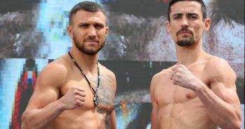 Listos Lomachenko vs. Crolla y Ramírez vs. Karpency Lomachenko y Crolla en el pesaje