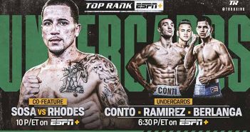 Jason Sosa vs. Lydell Rhodes el 10 de agosto en la co-estelar Frampton vs. Dominguez Sosa vs Rhodes