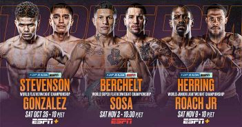 Top Rank: Beterbiev vs Gvozdyk, Stevenson vs González, Berchelt vs Sosa y Herring vs Roach Jr. Beterbiev-Gvozdyk, Stevenson-Gonzalez, Berchelt-Sosa, y Herring-Roach Jr.