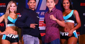 Shakur Stevenson vs Joet González por el superpluma de la OMB Shakur Stevenson y Joet González (Fotos: Mikey Williams/Top Rank )