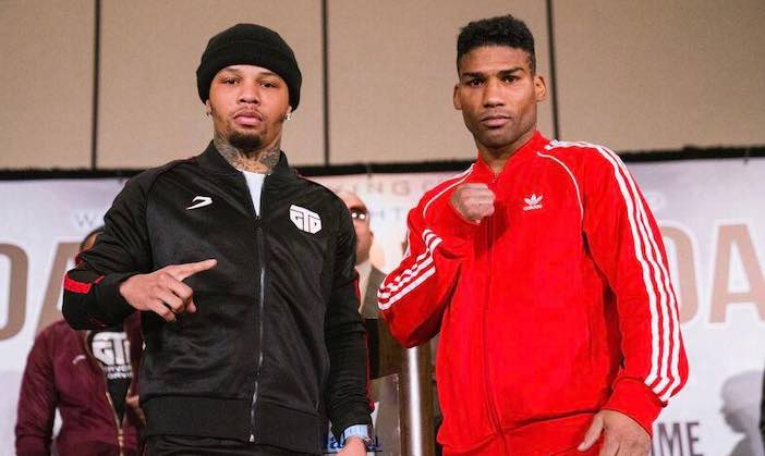 Gervonta y Yuriorkis cara a cara en Atlanta. Foto: Sean Michael Ham/ Mayweather Promotions