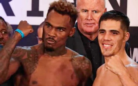 Jermell Charlo y Brian Castaño en el pesaje