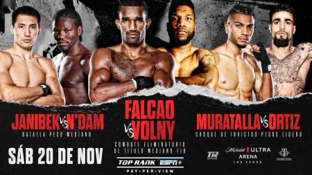 Esquiva Falcao vs. Patrice Volny, Janibek Alimkhanuly vs. Hassan N’Dam, y Raymond Muratalla vs. Steven Ortiz