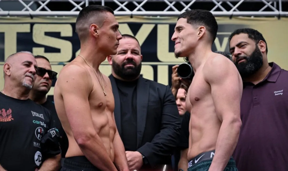 Tim Tszyu y Anthony Velasquez Tim Tszyu y Anthony Velasquez (No Limit Boxing)