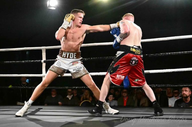 Tommy Hyde stopped Mick Hall in round 3 (picture by Doug Minihane)